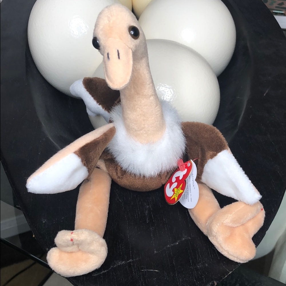 Vintage Ty Beanie‎ Baby Plush Stretch The Ostrich Rare Retired
